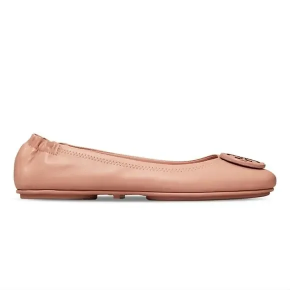 NWT$228 Tory Burch Minnie Travel Meadowsweet TT Logo Leather Ballet Flats 5.5 - Picture 4 of 16